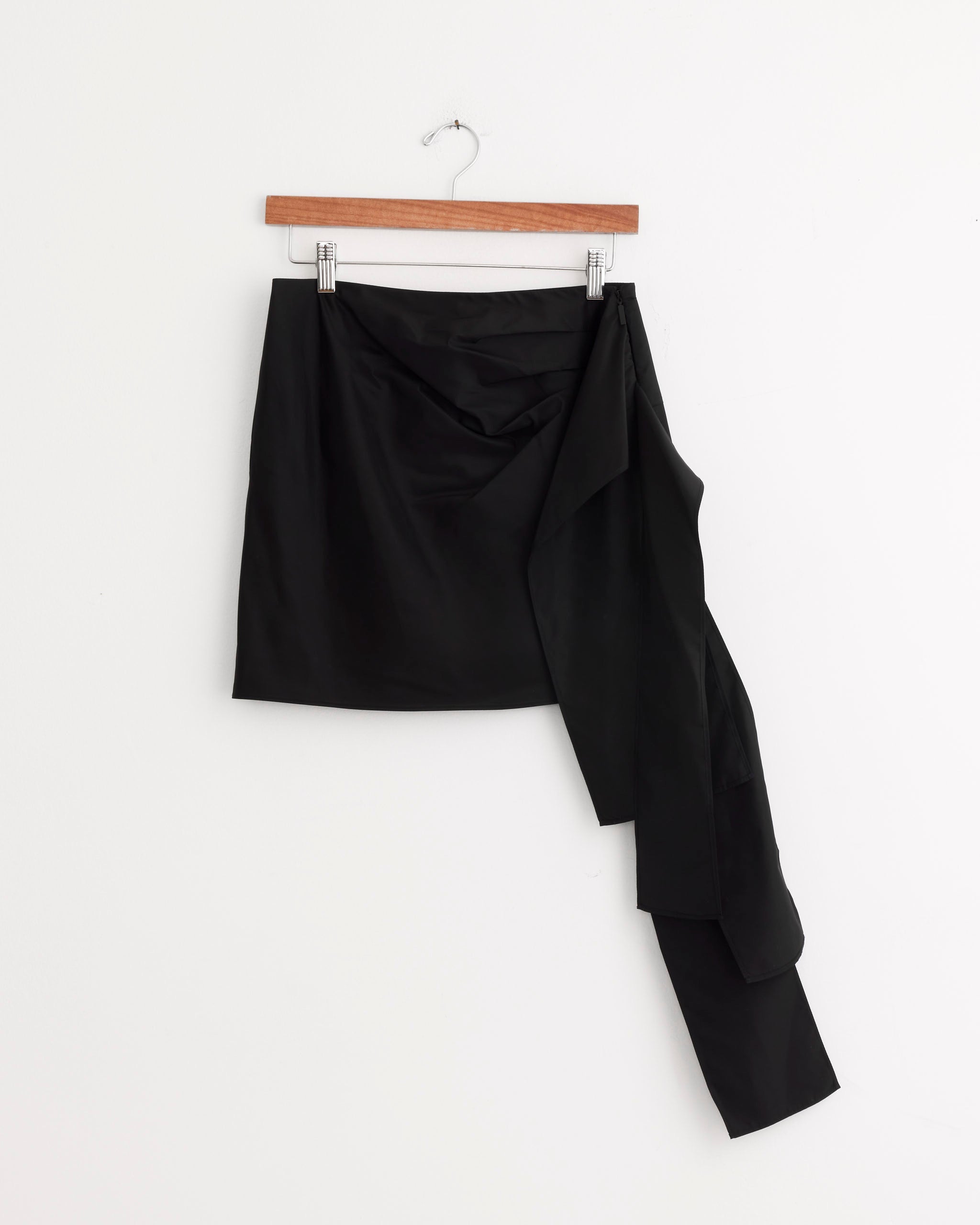 Italian Sporty Ribbon Mini Skirt in Black