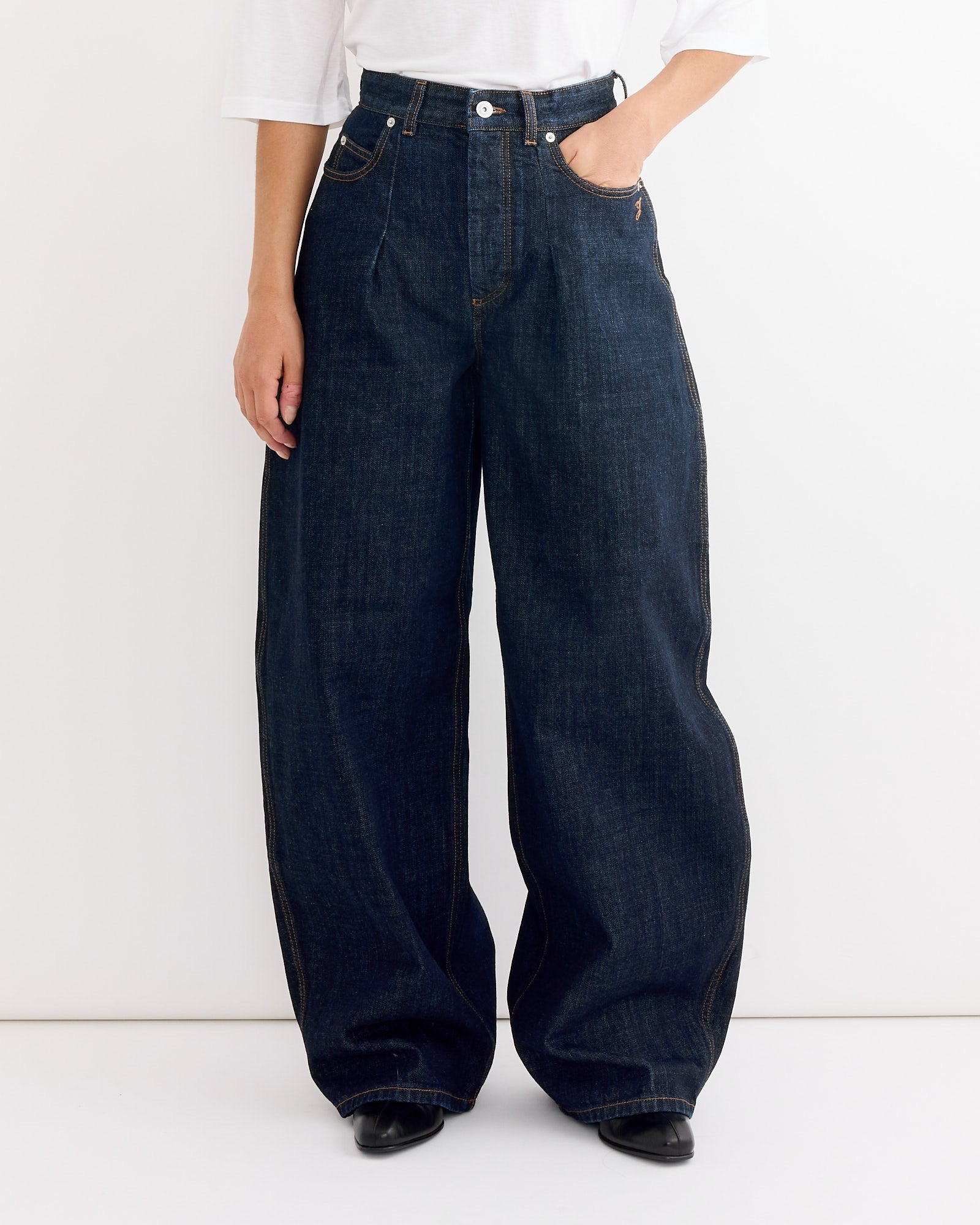 Le De-Nimes Ovalo Pant in Dark Navy