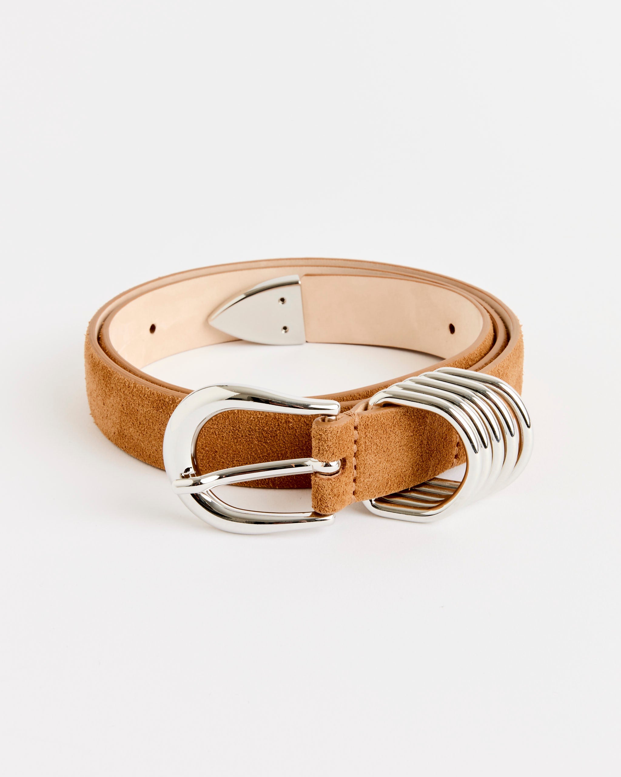 Hollyhock Suede Belt in Caramel/Silver
