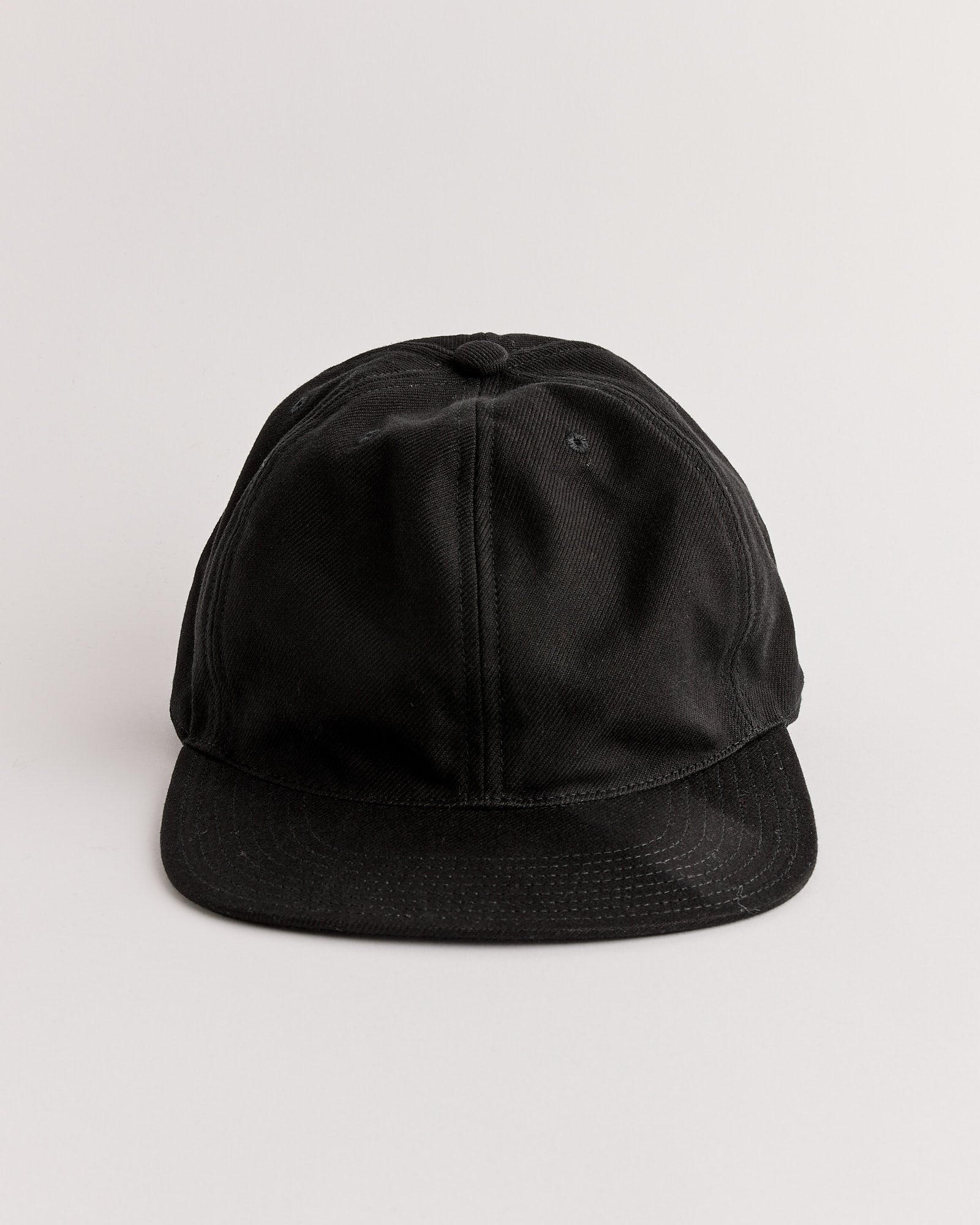 Velcro Back Cap in French Cotton Twill Black