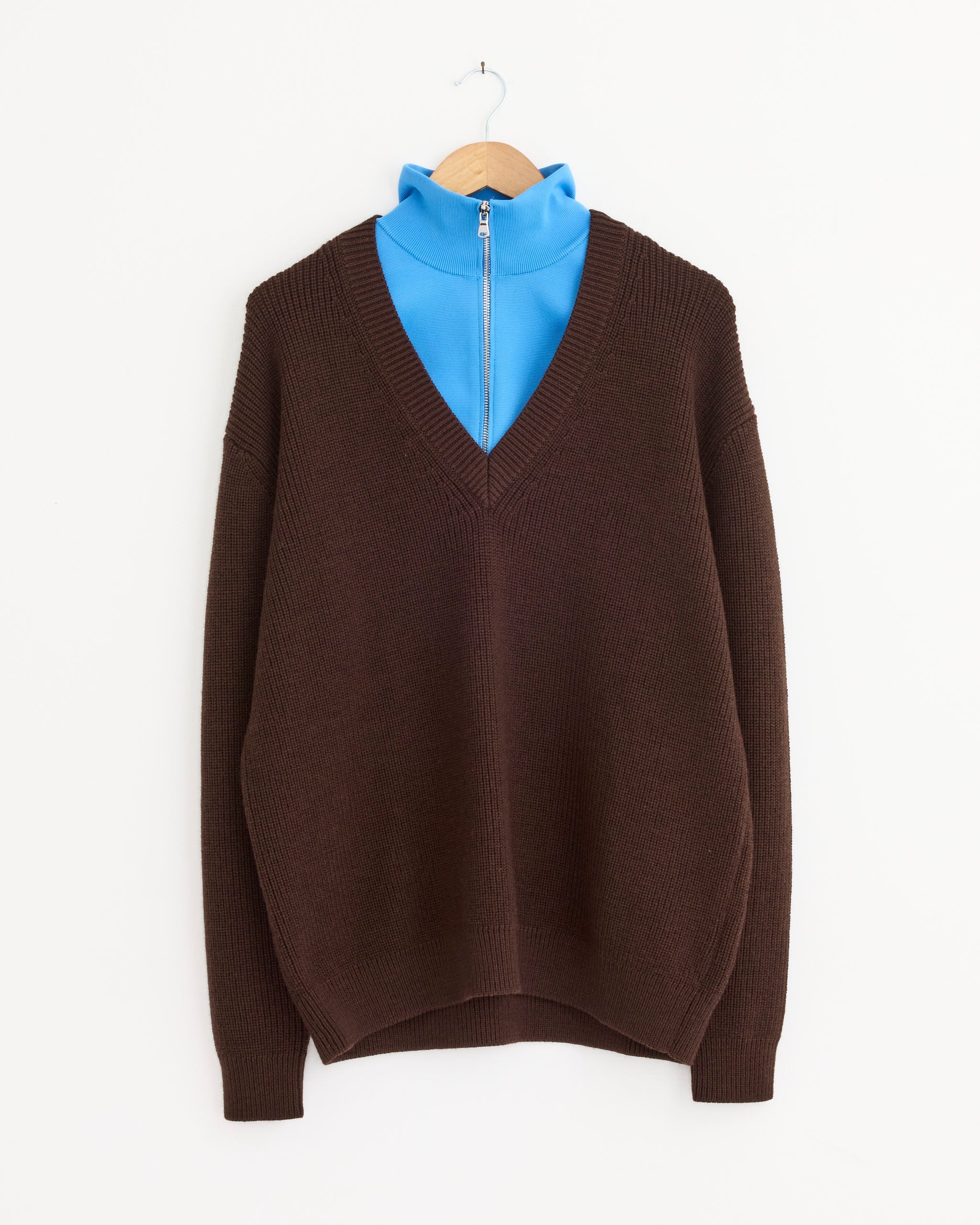 V Neck Cardigan in Brown