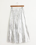 Metallic Nylon Pull On Skirt in Silver