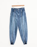 Zippered Denim Jogger in Classic Blue