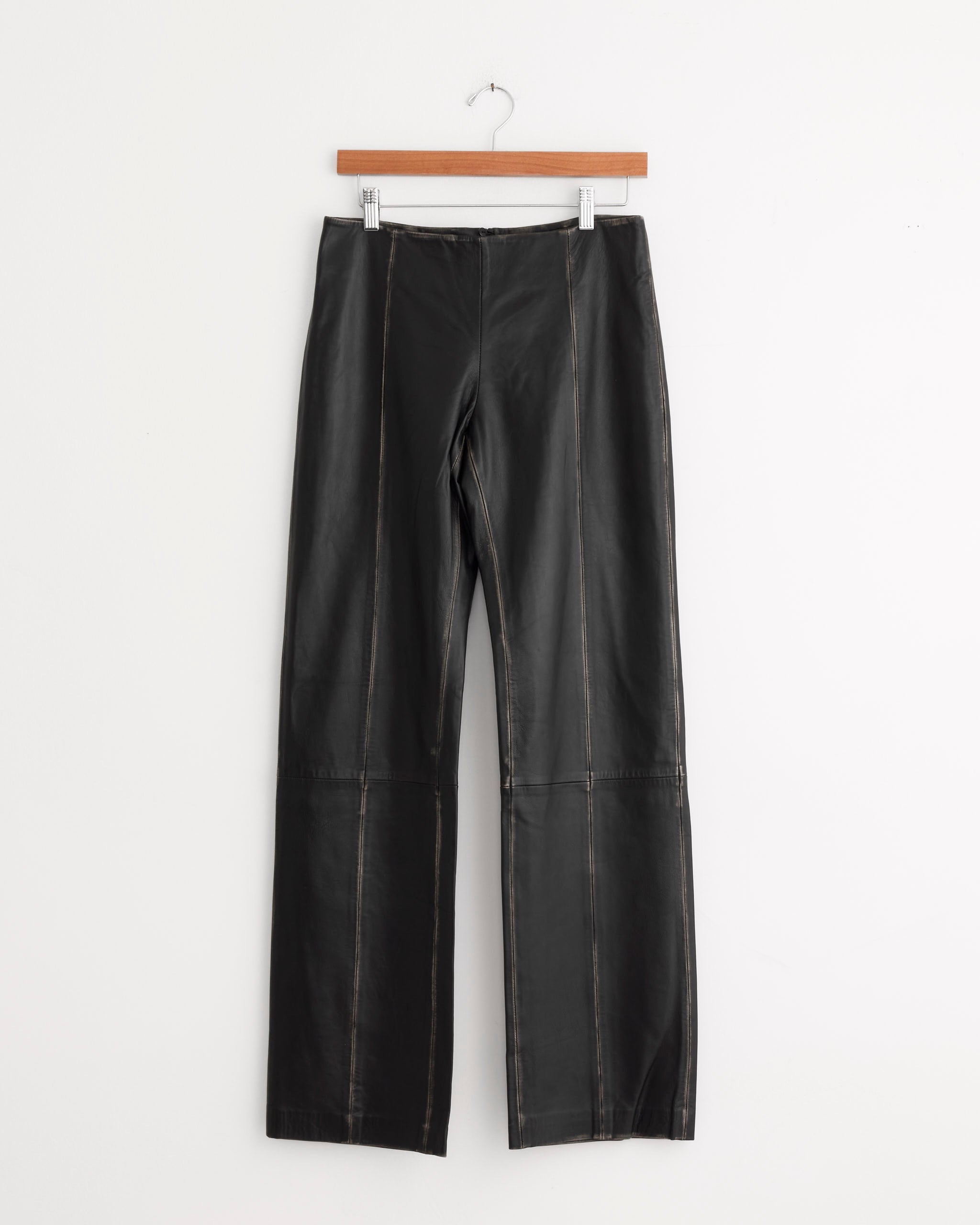 Brushed Leather Pant in Black