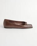 90s Square Toe Flat Shoes in Patent Liqueur