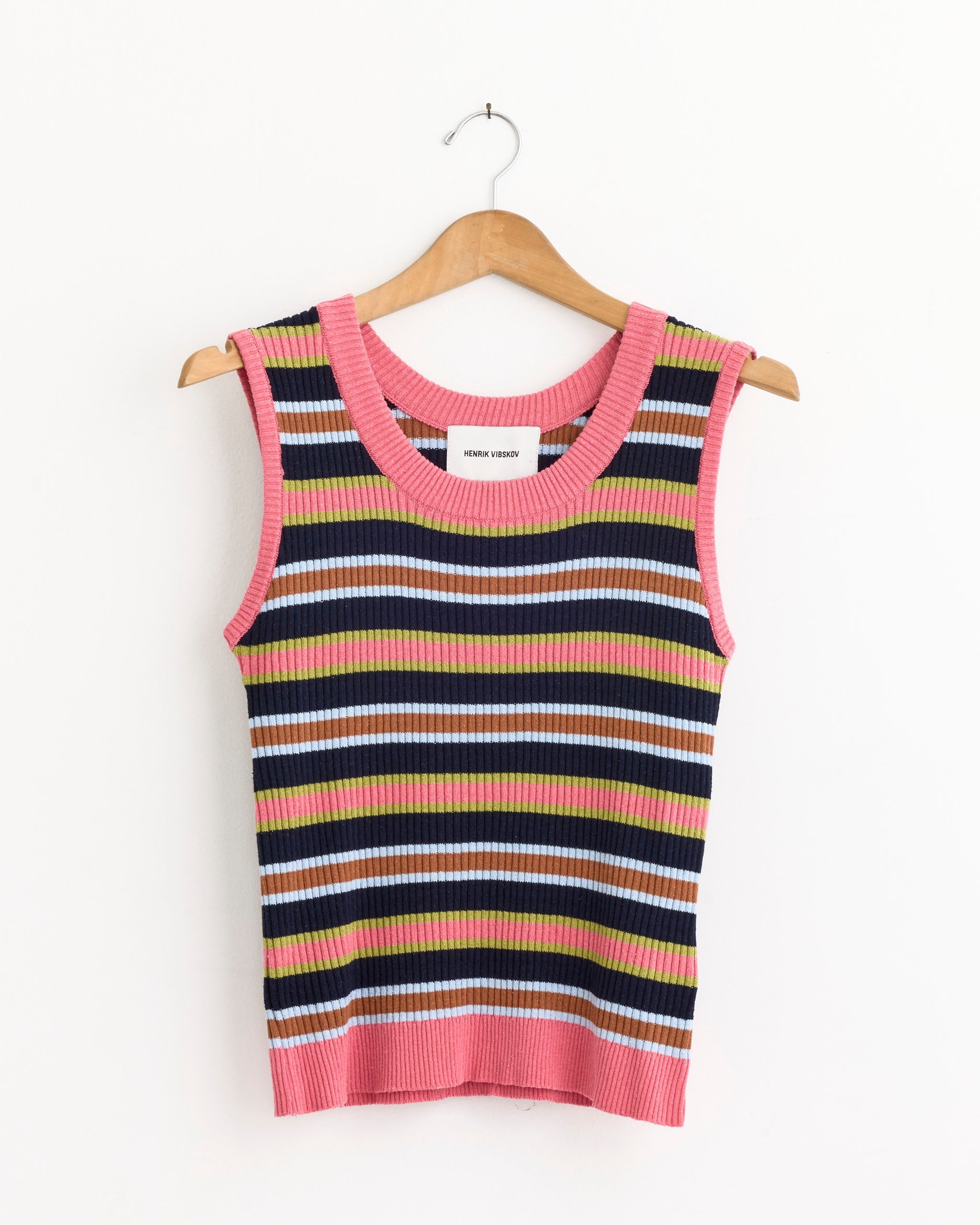 Silk Stripes Singlet in Navy Stripes