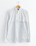 Long Sleeve Layered Shirt in White Stripe