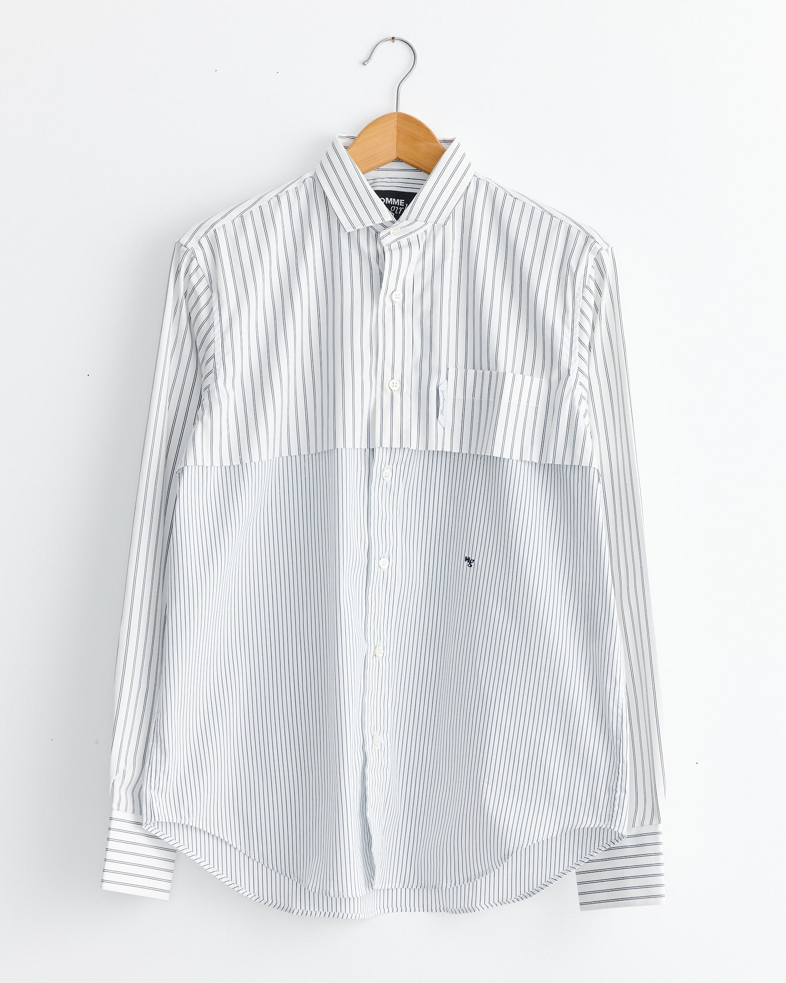 Long Sleeve Layered Shirt in White Stripe