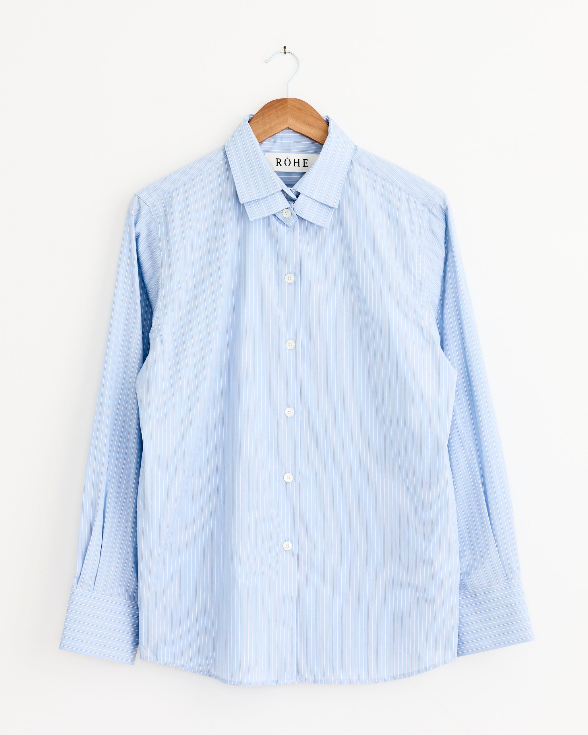 Double Collar Shirt in Blue Stripe