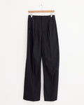 Pinstripe Wool Wide-Leg Trousers in Black