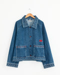 Embroidered Denim Jacket in Indigo