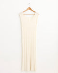 Plisse Tank Dress in Raw White