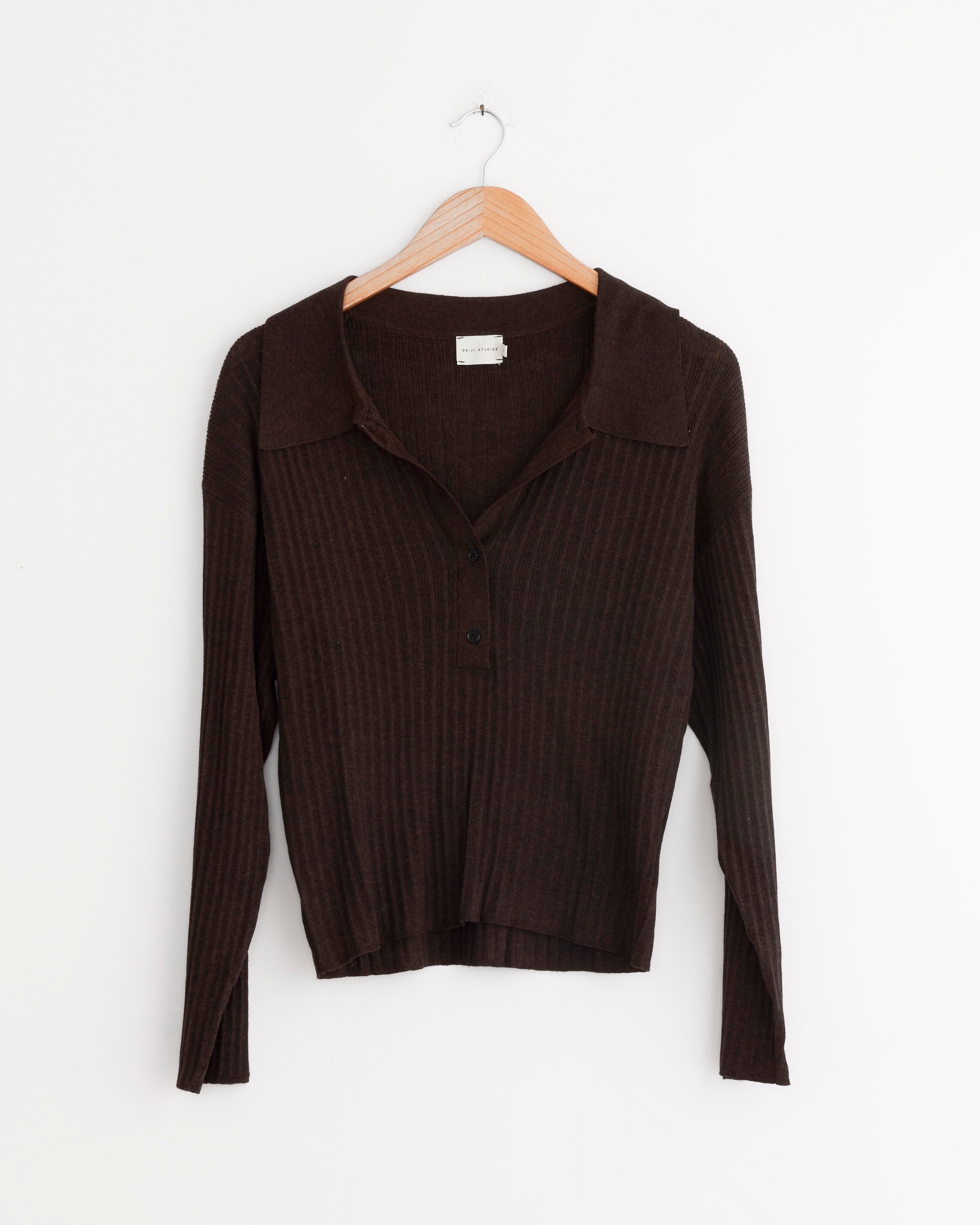 Polo Knit in Dark Almond