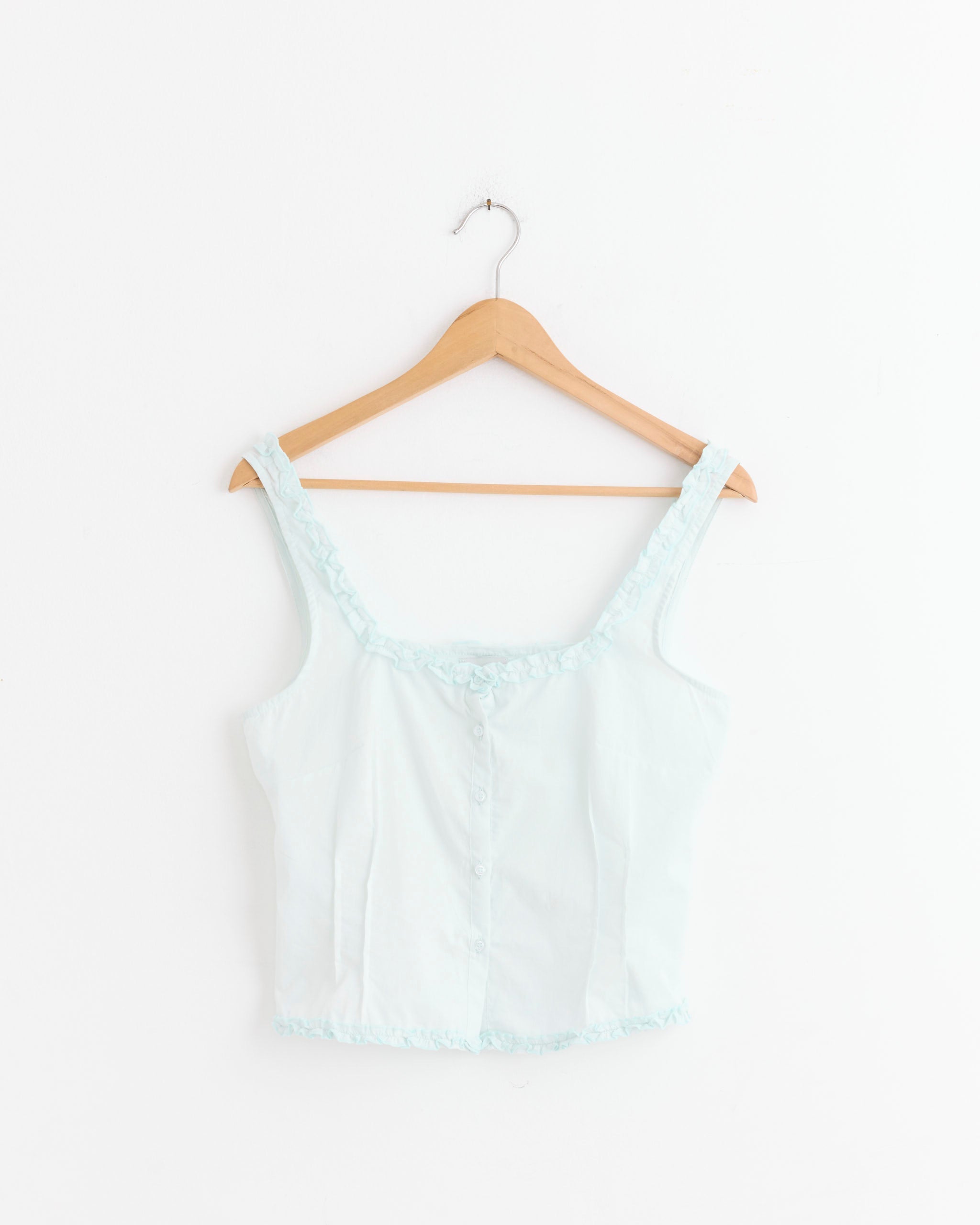 Button Frill Top in Mint