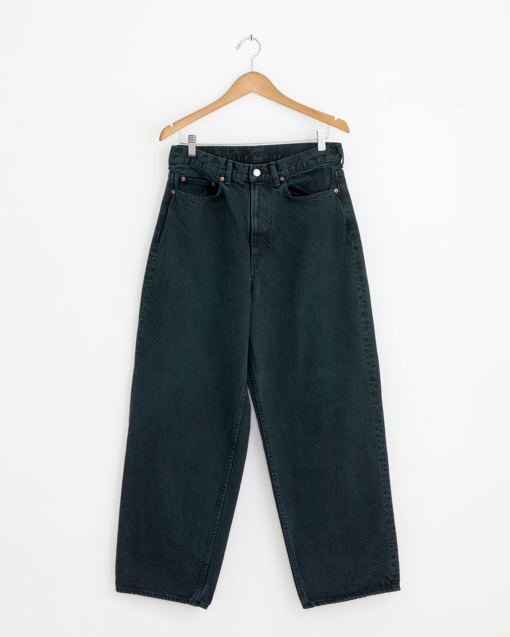 Washed Wide Denim Pant in Black