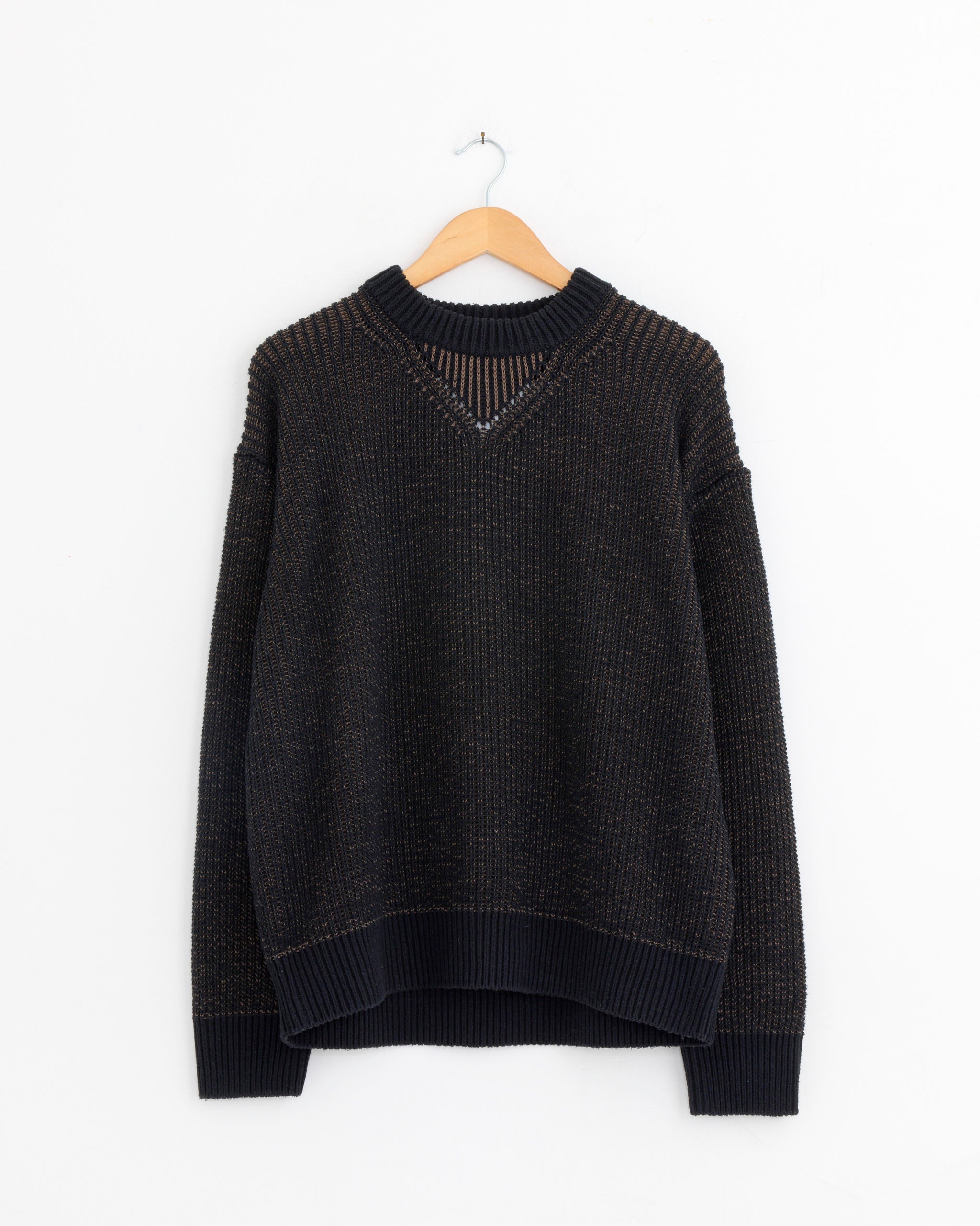 001 Sweater in Dark Navy/Brown