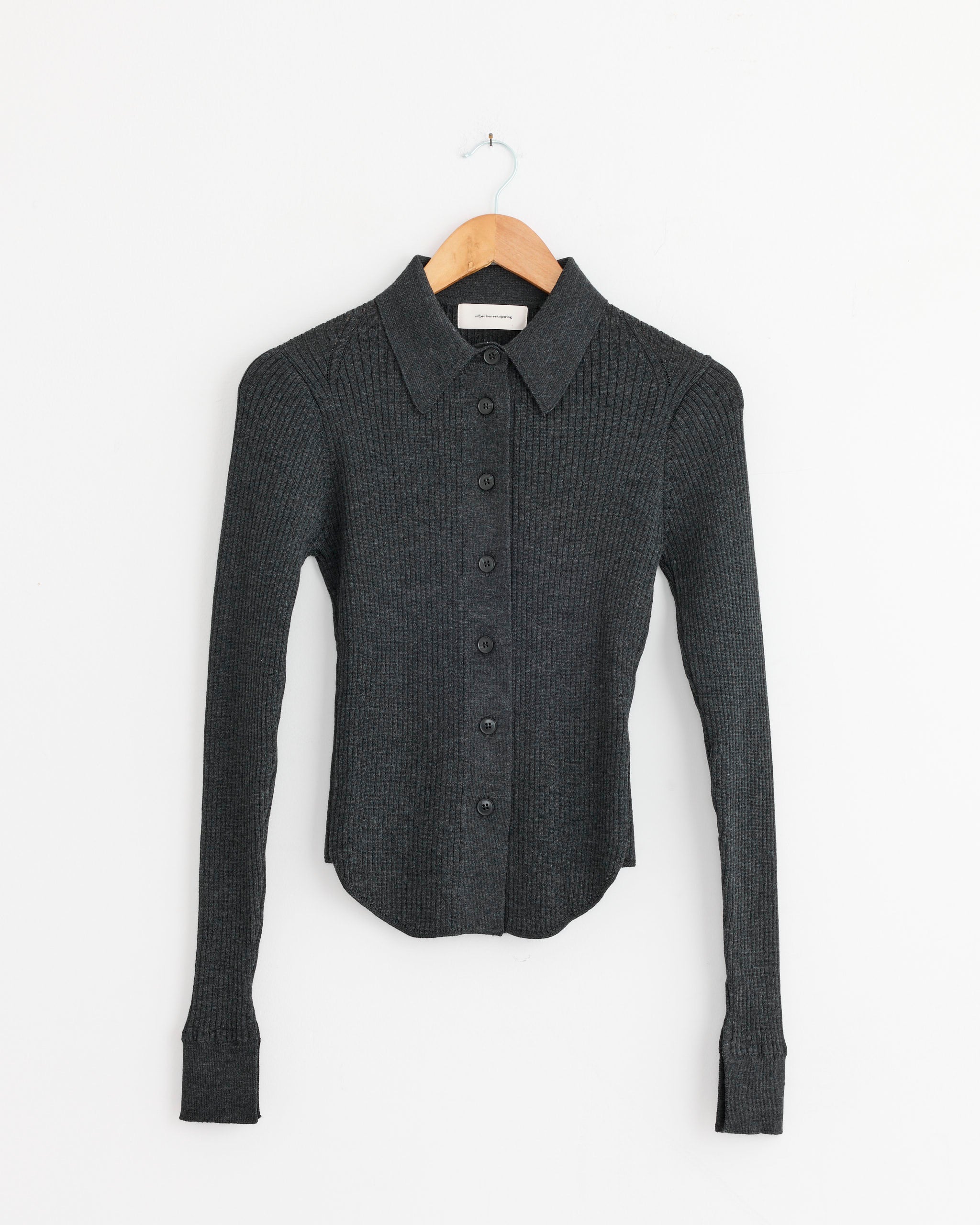 Knitted Rib Shirt in Washed Graphite