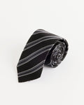 Banquet Tie in Dark Grey Retro Stripe