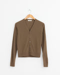 V Neck Buttoned Cardigan in Mushroom