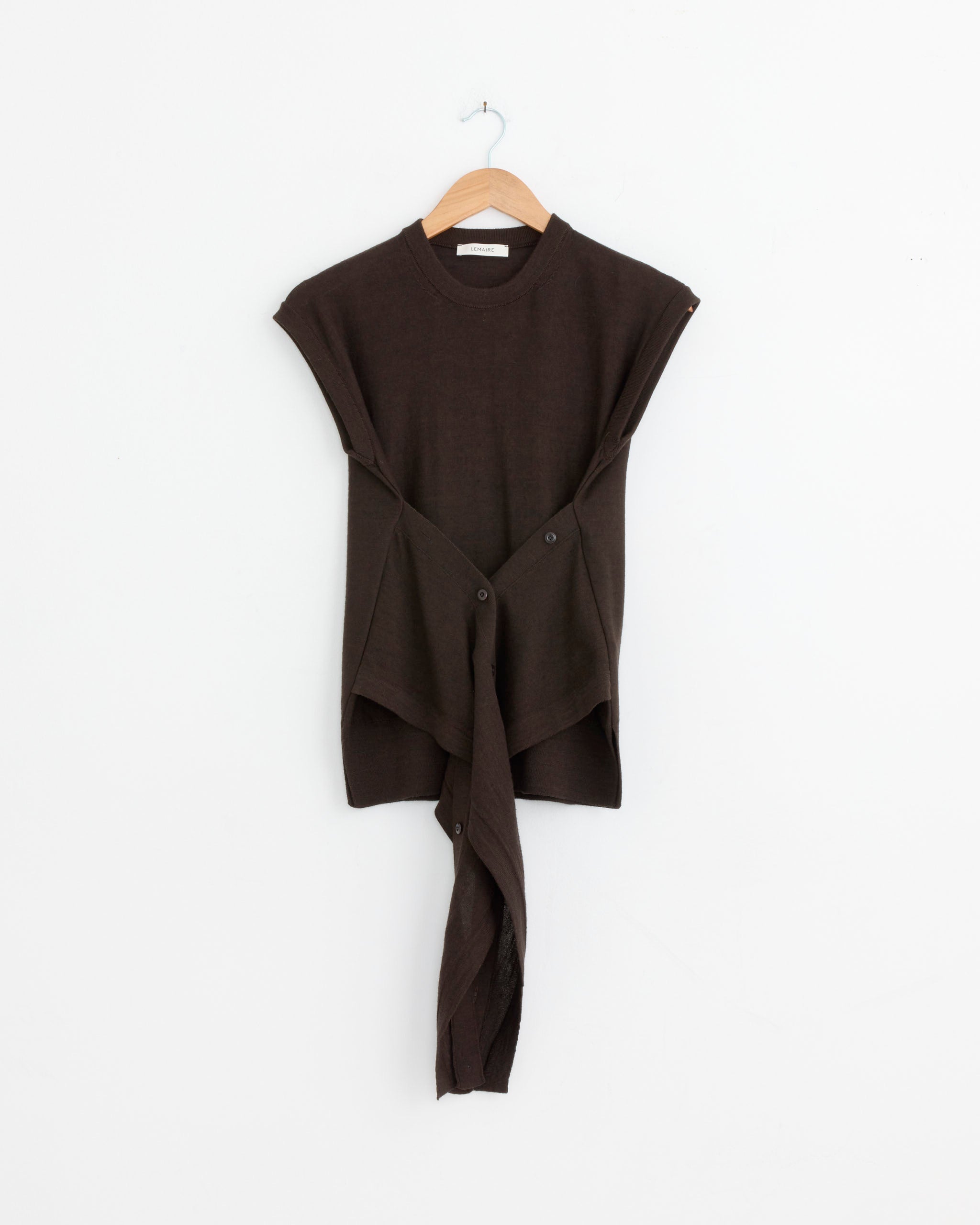 Sleeveless Buttoned Top in Dark Cacao