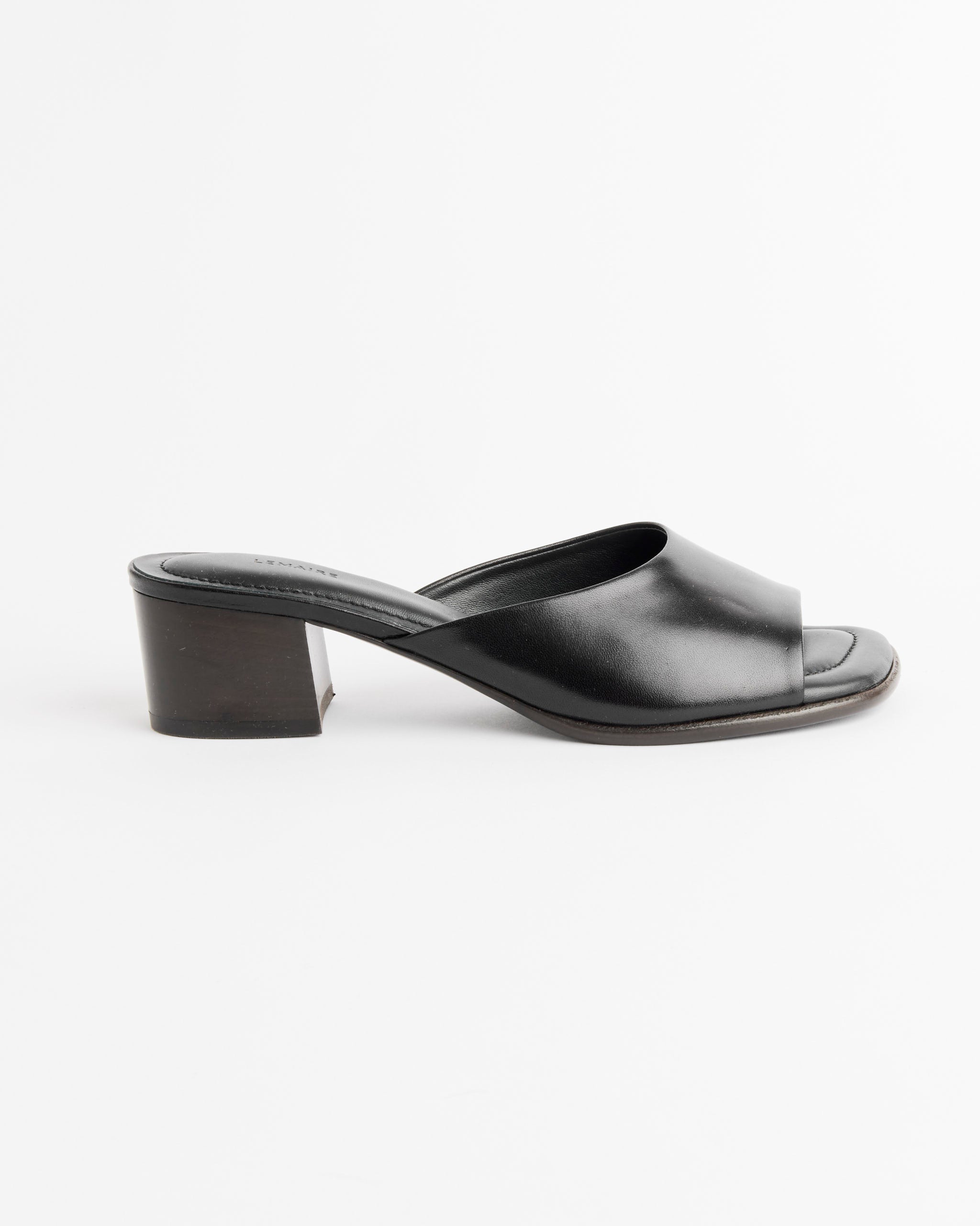 Square Heeled Mules in Black