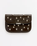 Soft Tab Studs Dots Card Holder in Dark Chocolate