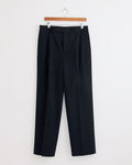 Light Wool Gabardine Two Tuck Slack in Top Black