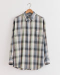 Light Wool Check Shirt in Blue Green Check