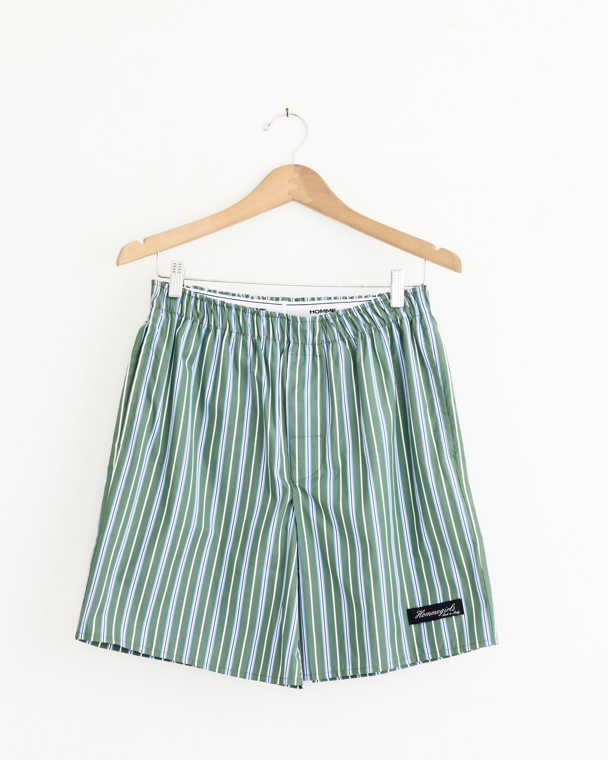Long Boxer Short in Green Porto Stripe
