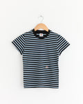 Striped Baby Tee in Black Blue Stripe