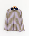 Striped Long Sleeve Polo in Lilac Stripe
