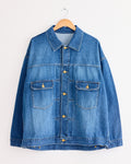 Trucker Jacket in Blue Denim Damaged