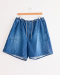 Circular Fatigue Short in Blue Denim Damaged