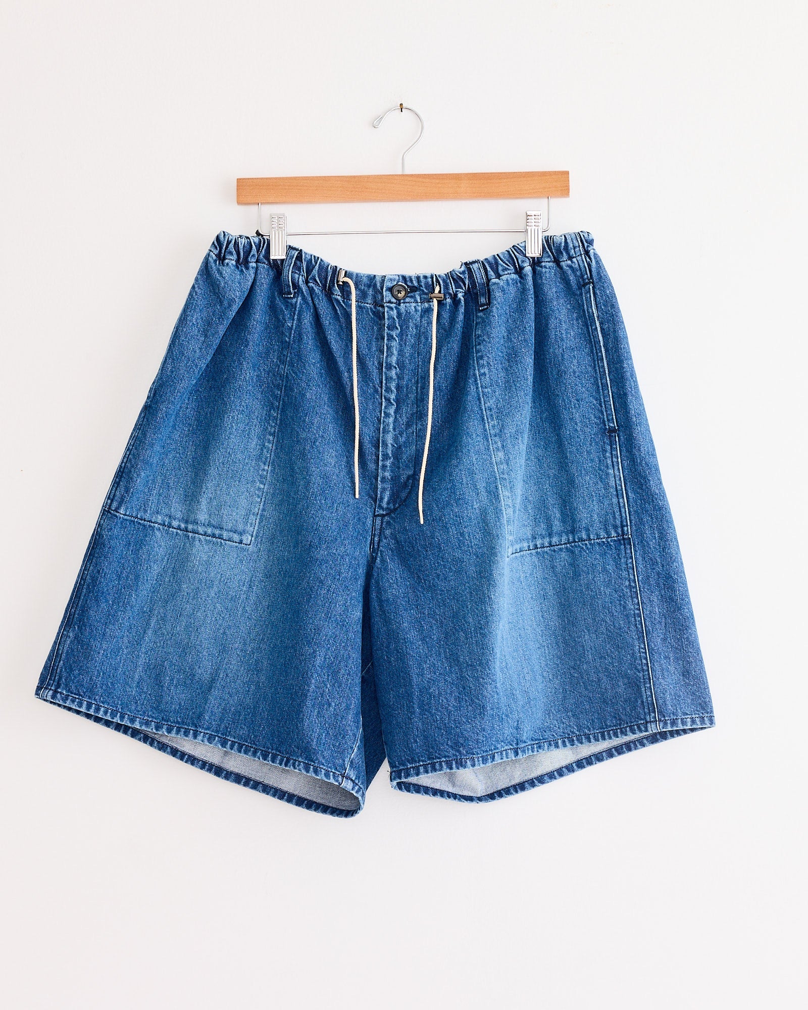 Circular Fatigue Short in Blue Denim Damaged