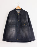 Trucker Jacket in Black Denim Damage