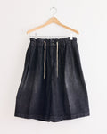 Circular Short Pant Black in Denim Damaged