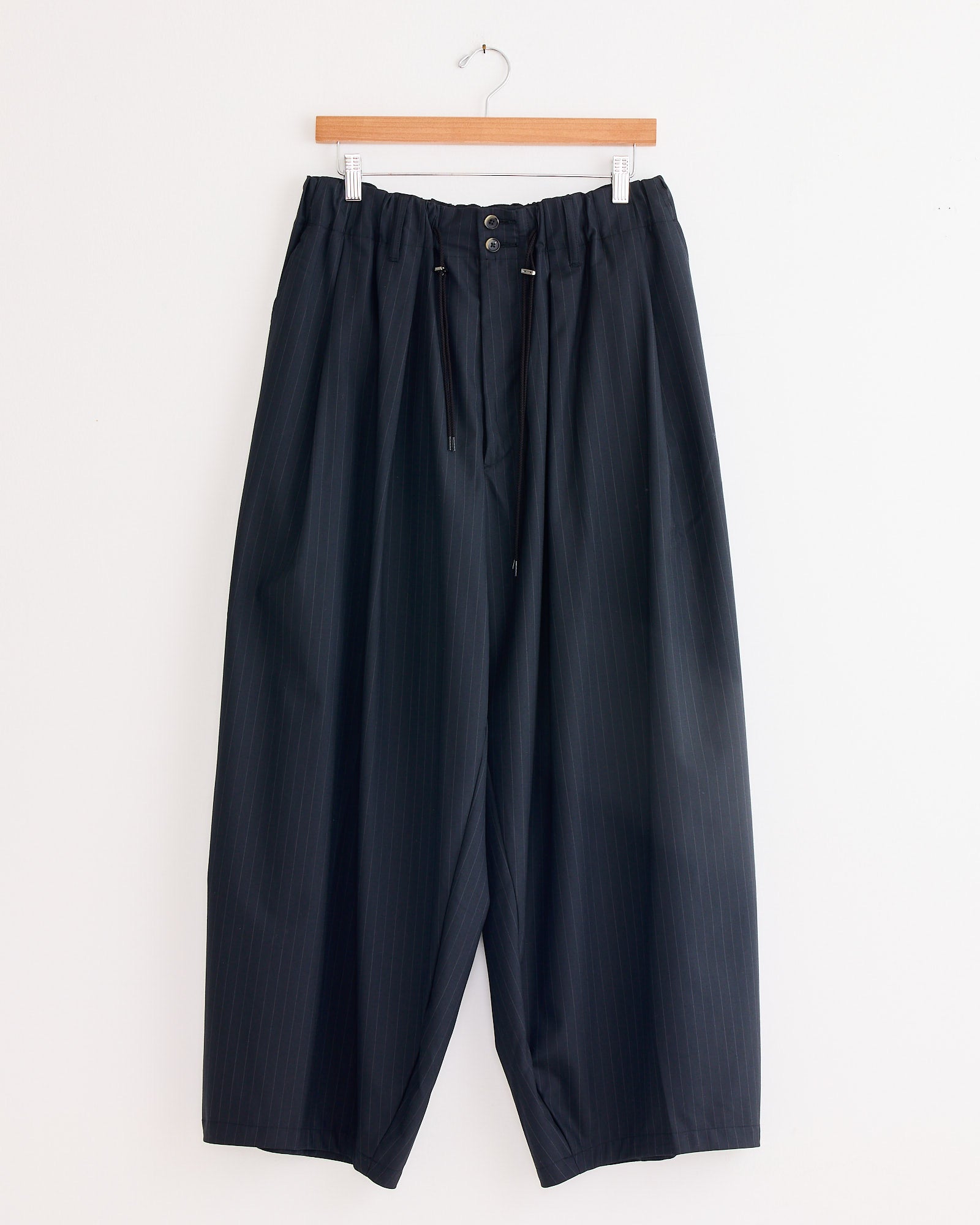 Circular Tropical Wool Pant in Black Stripe