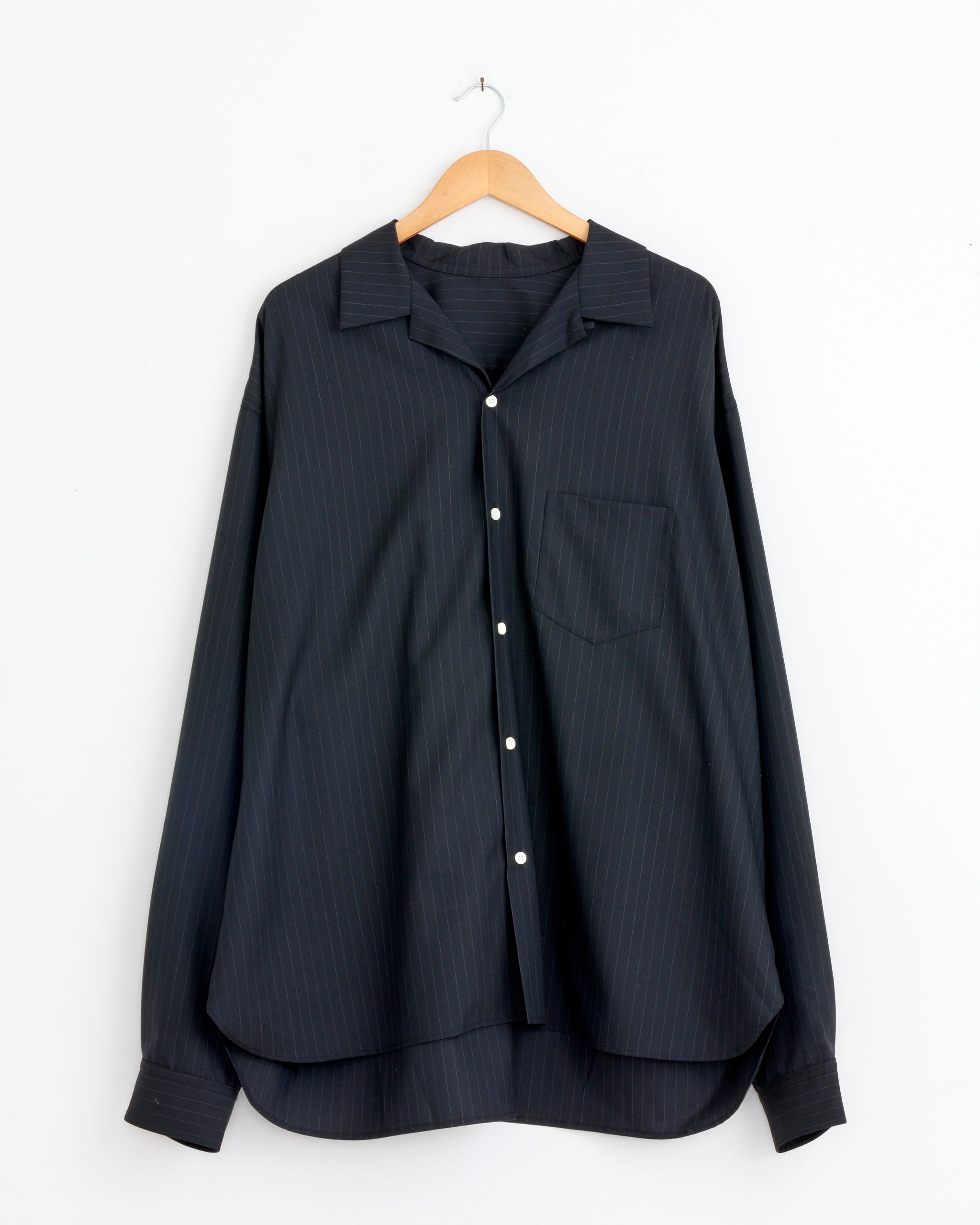 Re-Engineered Tropical Wool Overshirt in Stripe