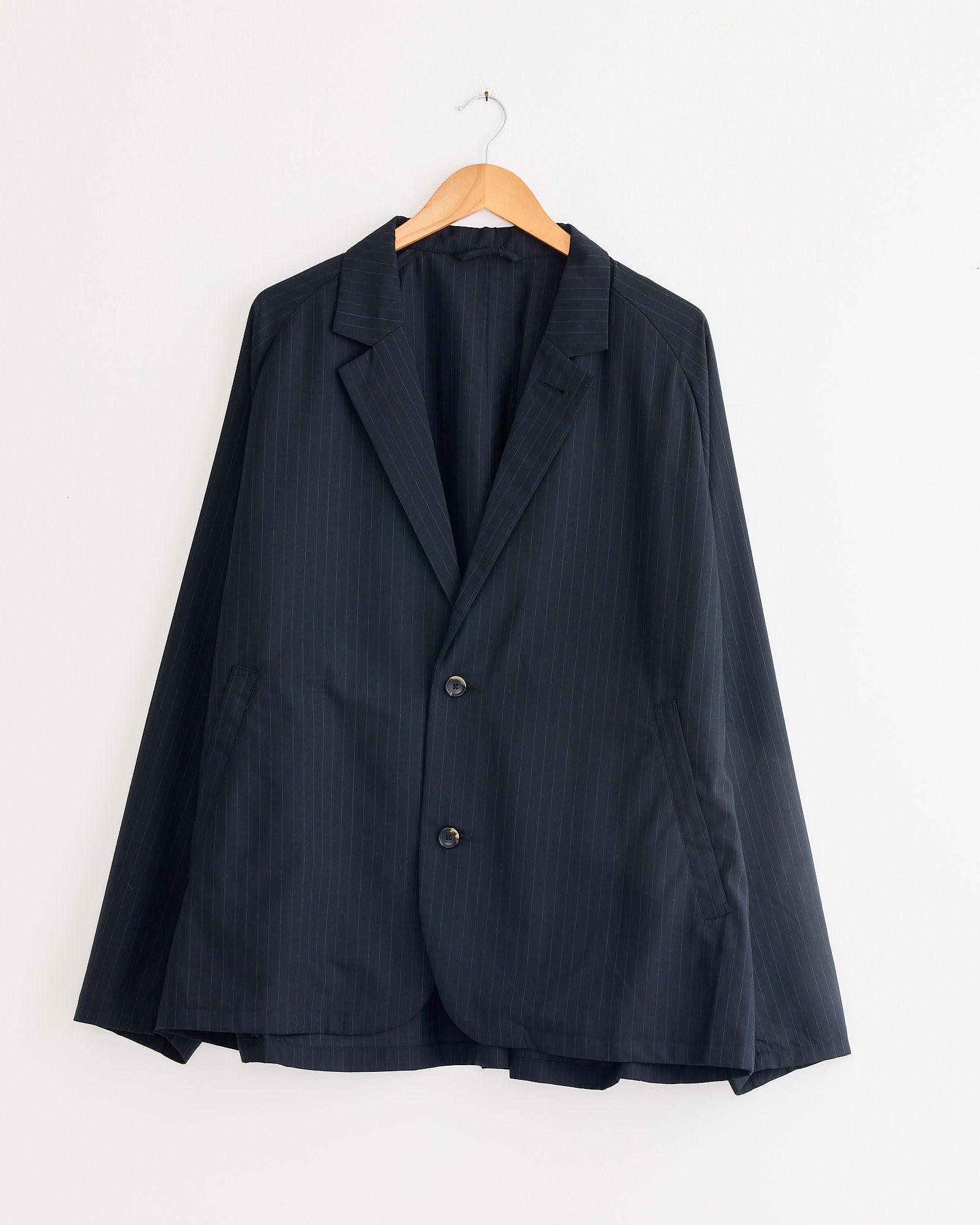 Veste Tropical Wool Two Button Jacket in Black Stripe