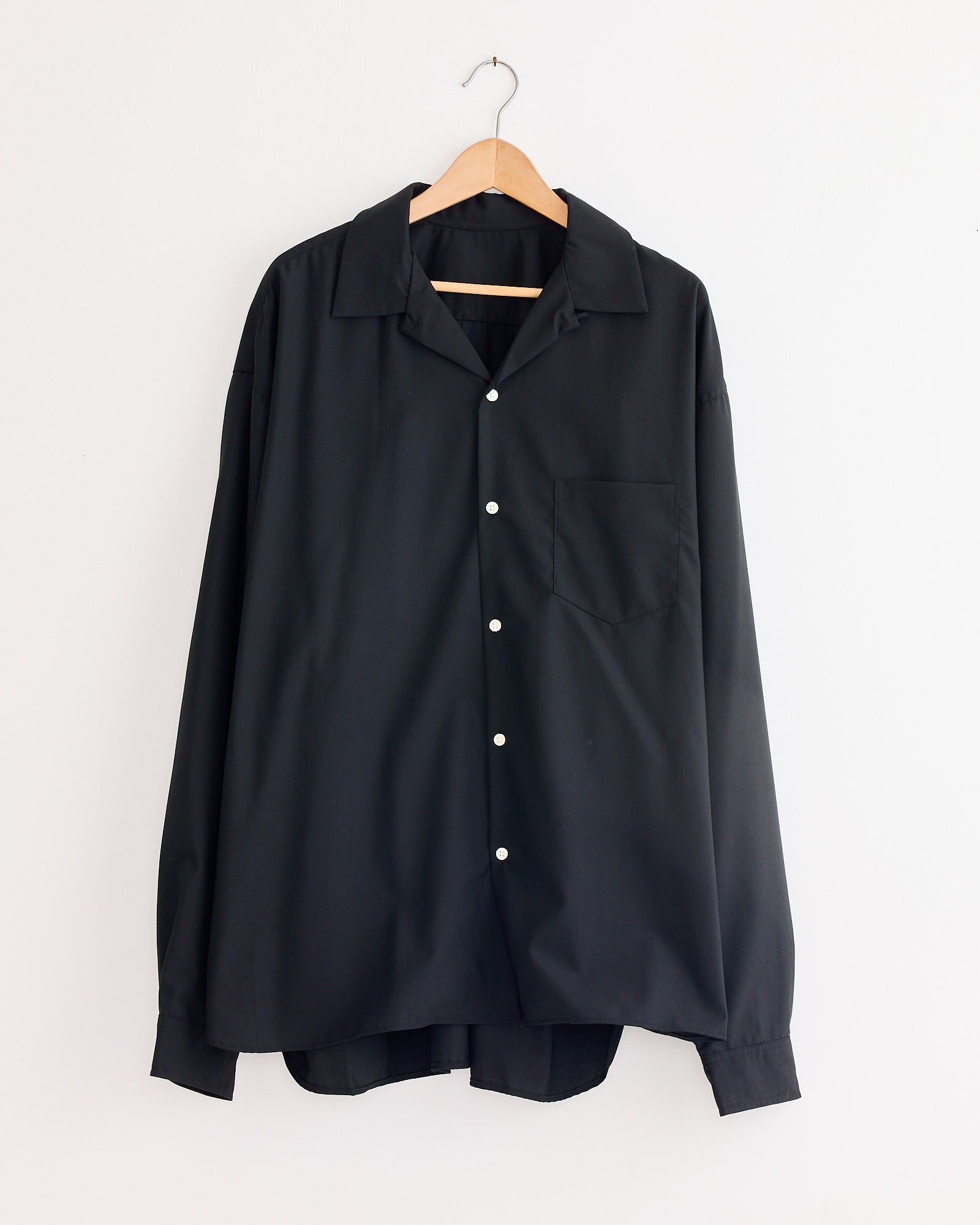 Re-Engineered Tropical Wool L/S Overshirt in Black