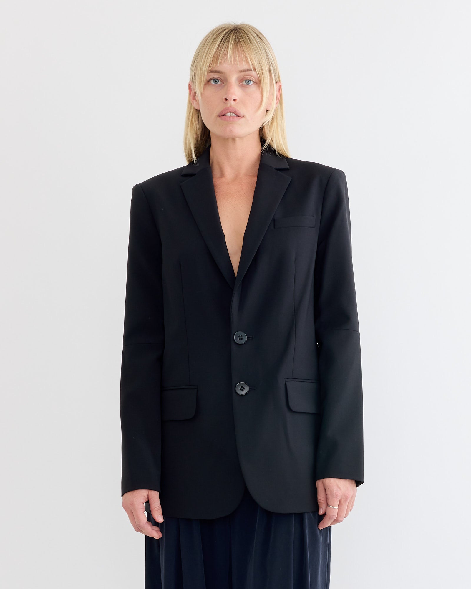Tropical Wool Cut Out Sleeve Blazerin  Black