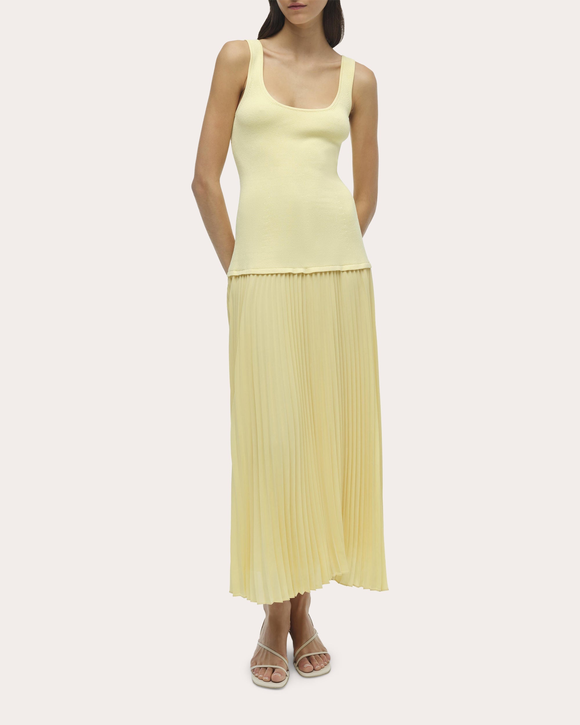 Allana Knit Georgette Combo Midi Dress