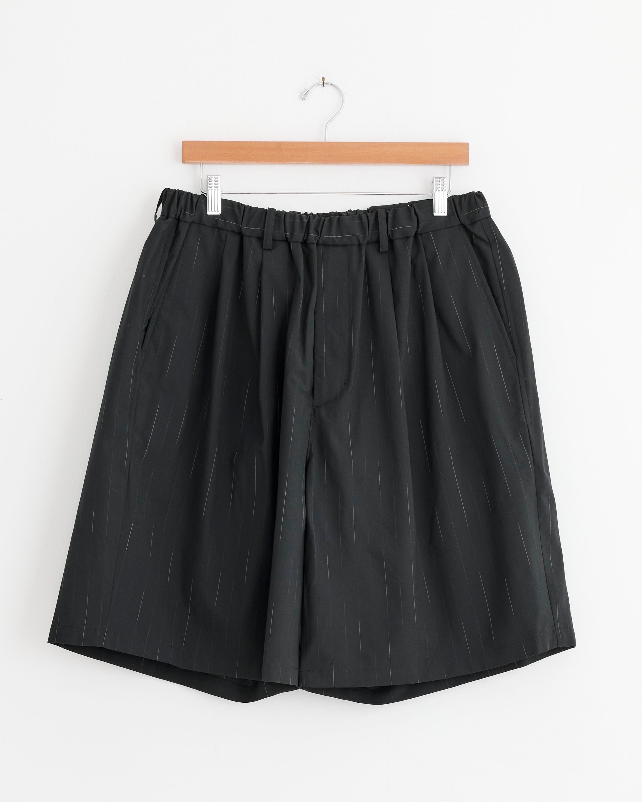 Double Pleated Wide Easy Short in Black