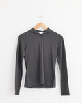 Half Zip-Up Knit Hoodie in Charcoal