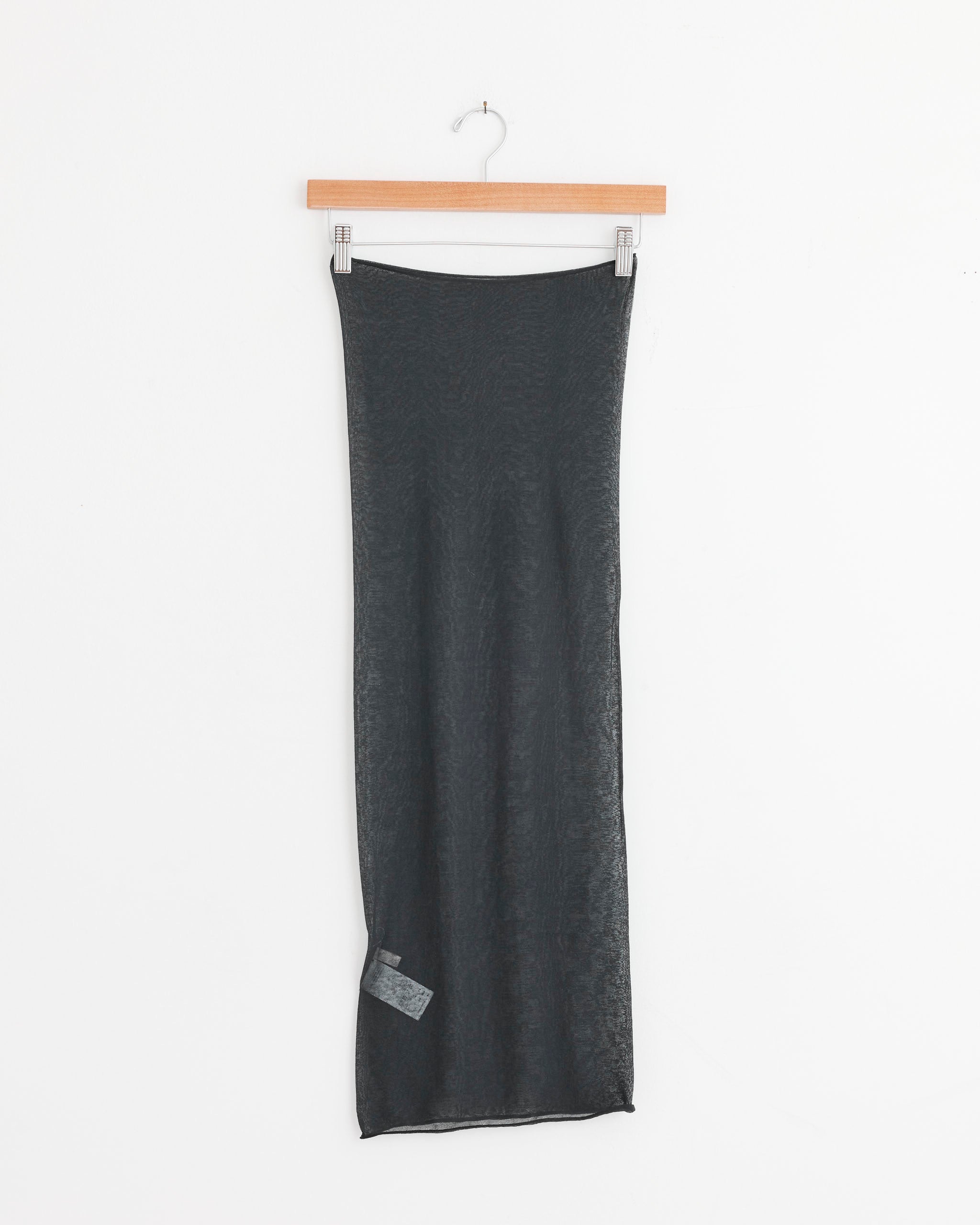 Knit Sheer Bandeau Dress in Charcoal