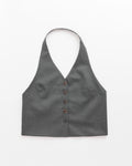 Wool Halterneck Top in Charcoal
