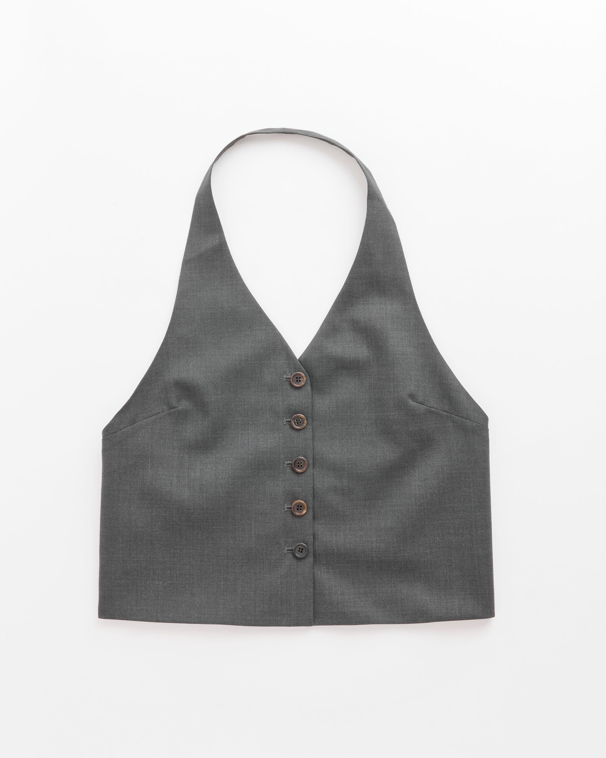 Wool Halterneck Top in Charcoal