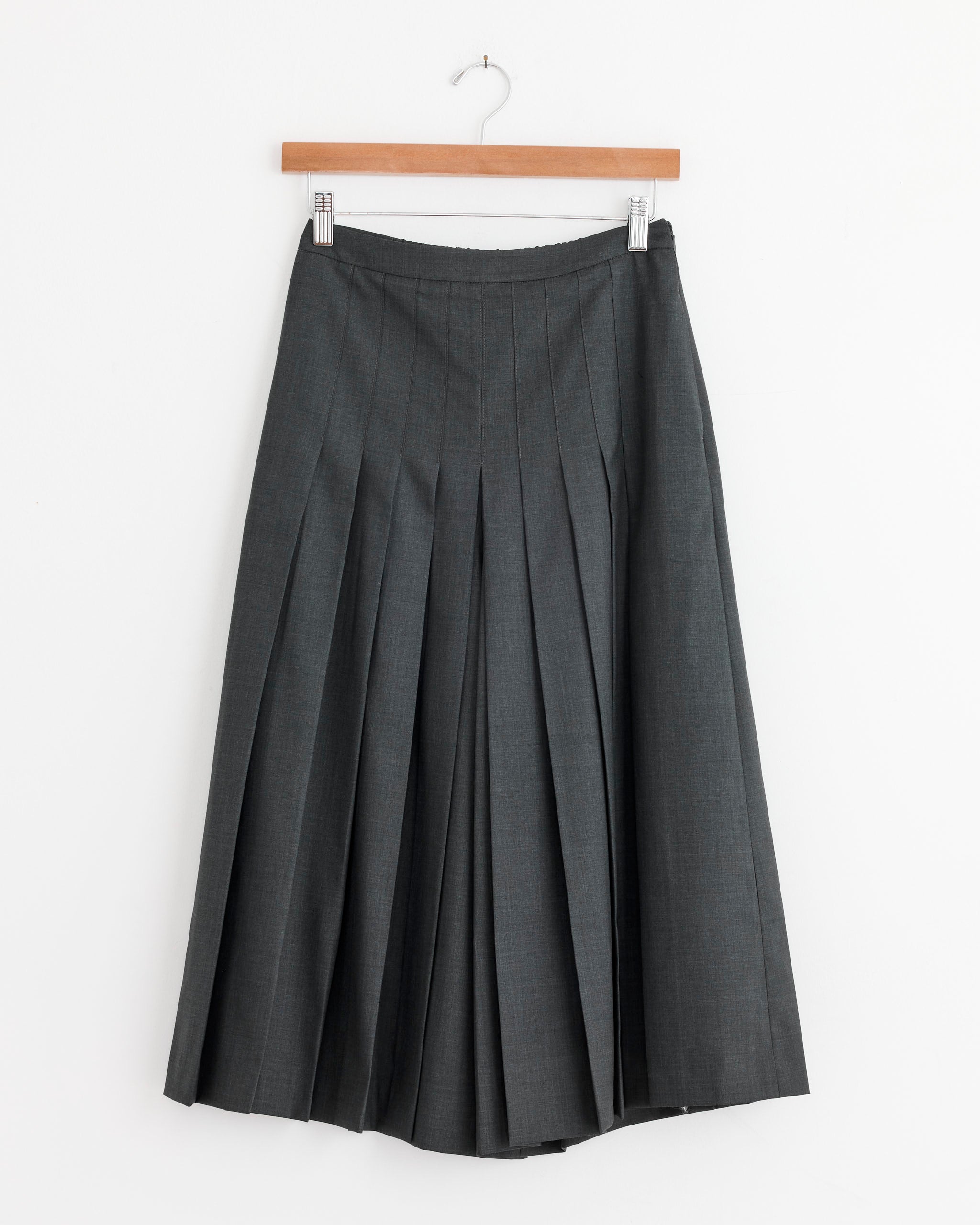 Pleated Wool Culotte in Charcoal