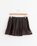 Pleated Mini Skirt in Brown
