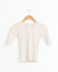 Ruffle Rib Tee in Greige